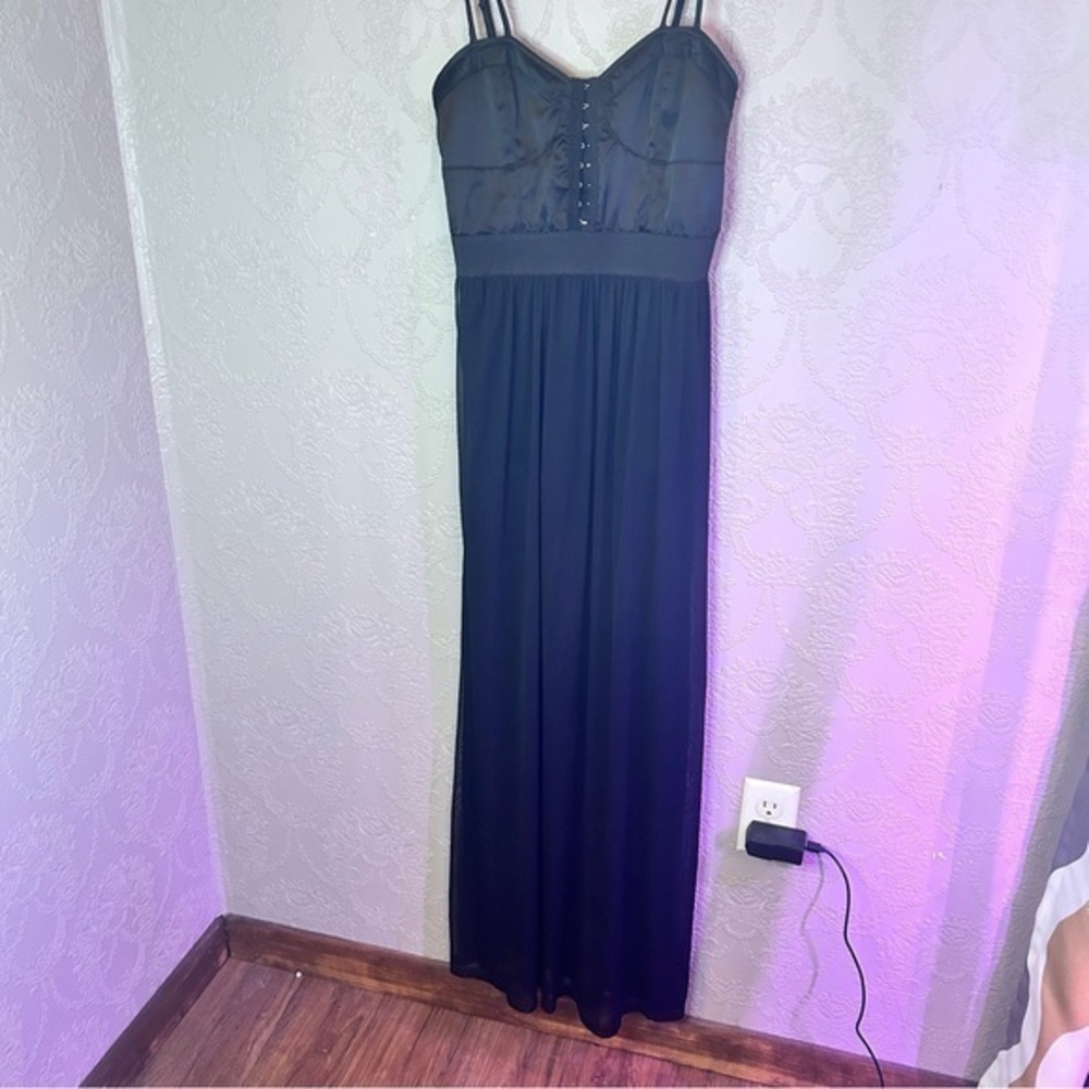 Elegant Black Maxi Dress Rehab Corset bodysuit dress small great condition